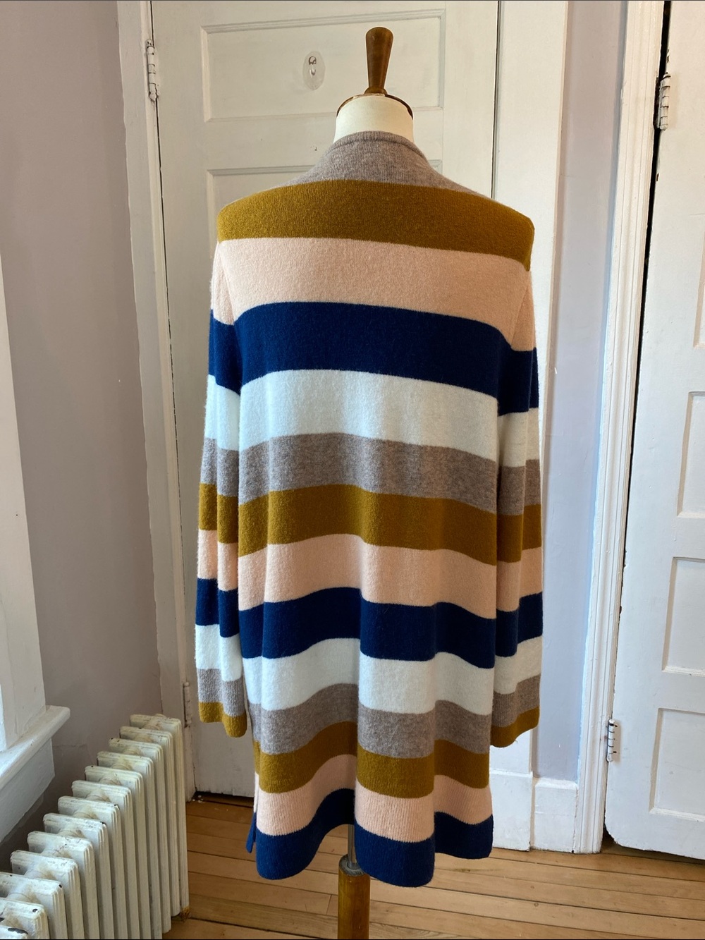 Madewell Kent Bengali IndigoStripe Wool Blend OpenCardigan, Size XL - Picture 8 of 17